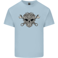 Mechanic Engine Skull Mens Cotton T-Shirt Tee Top Light Blue