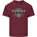 Mechanic Engine Skull Mens Cotton T-Shirt Tee Top Maroon