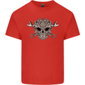 Mechanic Engine Skull Mens Cotton T-Shirt Tee Top Red