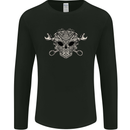 Mechanic Engine Skull Mens Long Sleeve T-Shirt Black