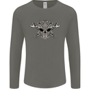 Mechanic Engine Skull Mens Long Sleeve T-Shirt Charcoal