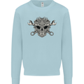 Mechanic Engine Skull Mens Sweatshirt Jumper Light Blue