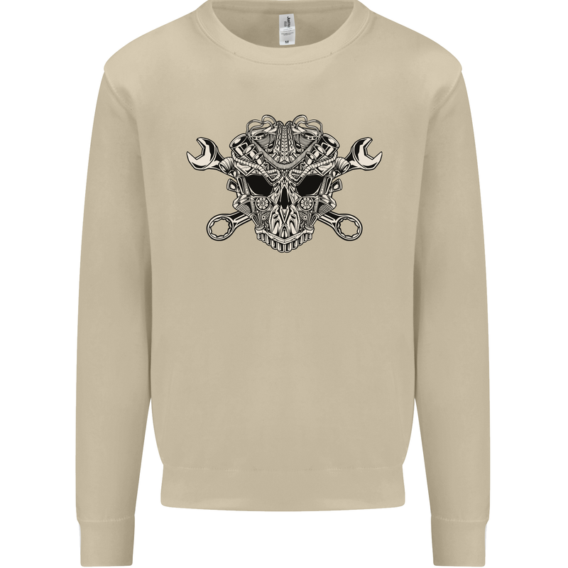 Mechanic Engine Skull Mens Sweatshirt Jumper Sand