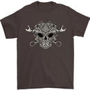 Mechanic Engine Skull Mens T-Shirt Cotton Gildan Dark Chocolate