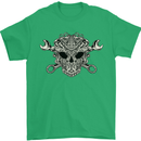 Mechanic Engine Skull Mens T-Shirt Cotton Gildan Irish Green