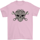 Mechanic Engine Skull Mens T-Shirt Cotton Gildan Light Pink