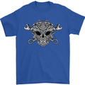 Mechanic Engine Skull Mens T-Shirt Cotton Gildan Royal Blue
