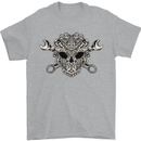 Mechanic Engine Skull Mens T-Shirt Cotton Gildan Sports Grey
