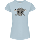 Mechanic Engine Skull Womens Petite Cut T-Shirt Light Blue