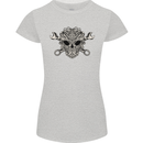 Mechanic Engine Skull Womens Petite Cut T-Shirt Sports Grey