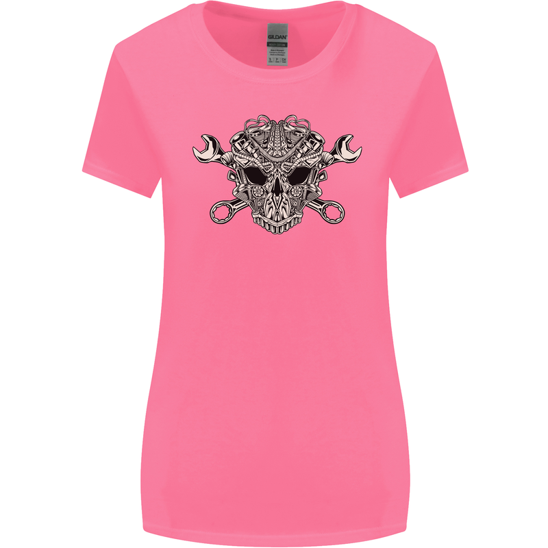 Mechanic Engine Skull Womens Wider Cut T-Shirt Azalea