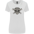 Mechanic Engine Skull Womens Wider Cut T-Shirt White