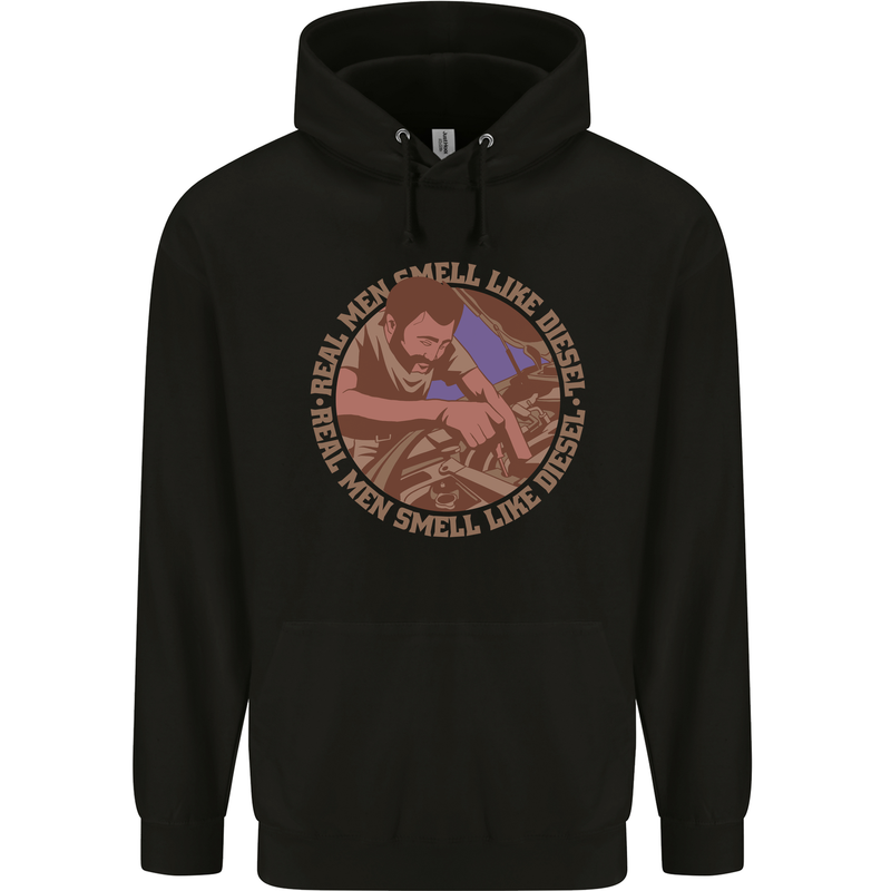 Mechanic Real Men Smell Like Diesel Childrens Kids Hoodie Black