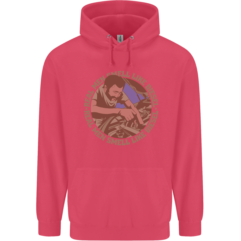 Mechanic Real Men Smell Like Diesel Childrens Kids Hoodie Heliconia