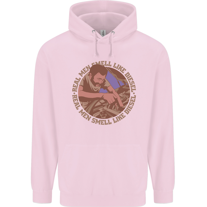Mechanic Real Men Smell Like Diesel Childrens Kids Hoodie Light Pink