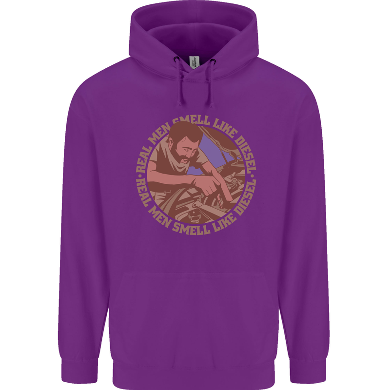 Mechanic Real Men Smell Like Diesel Childrens Kids Hoodie Purple