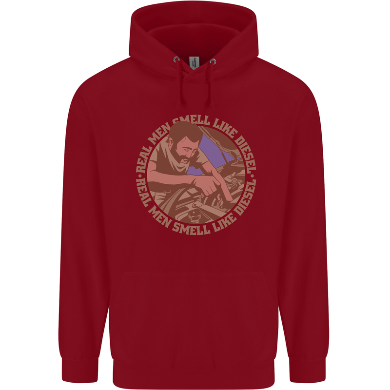 Mechanic Real Men Smell Like Diesel Childrens Kids Hoodie Red