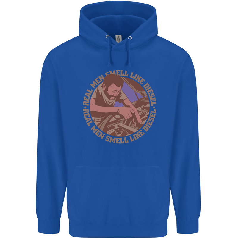 Mechanic Real Men Smell Like Diesel Childrens Kids Hoodie Royal Blue