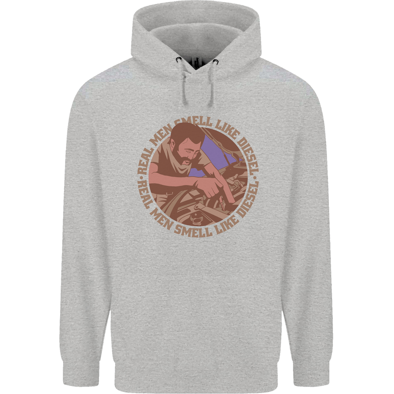 Mechanic Real Men Smell Like Diesel Childrens Kids Hoodie Sports Grey