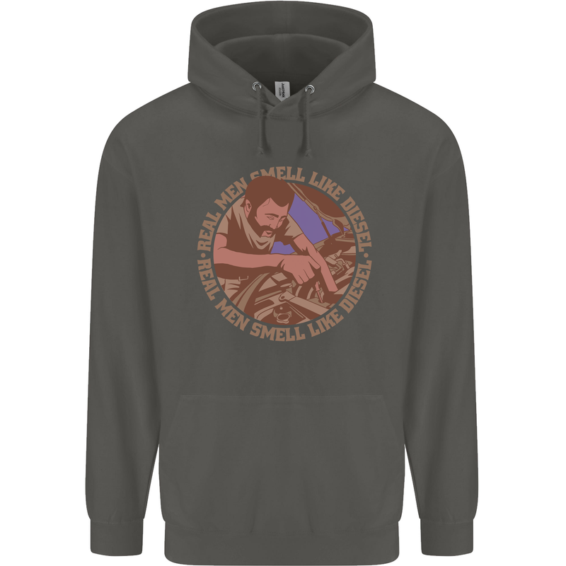 Mechanic Real Men Smell Like Diesel Childrens Kids Hoodie Storm Grey