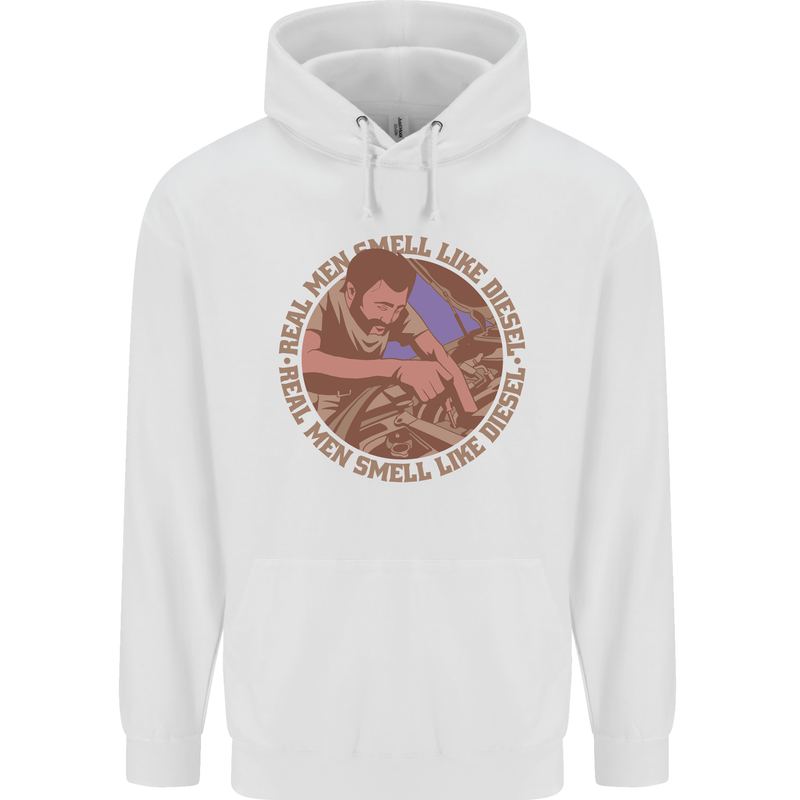 Mechanic Real Men Smell Like Diesel Childrens Kids Hoodie White