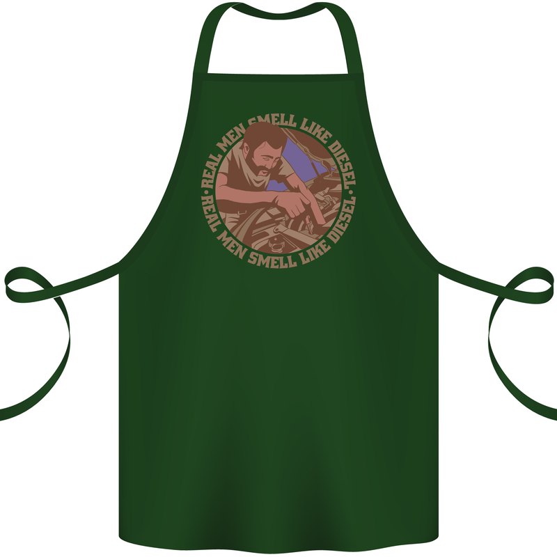 Mechanic Real Men Smell Like Diesel Cotton Apron 100% Organic Forest Green