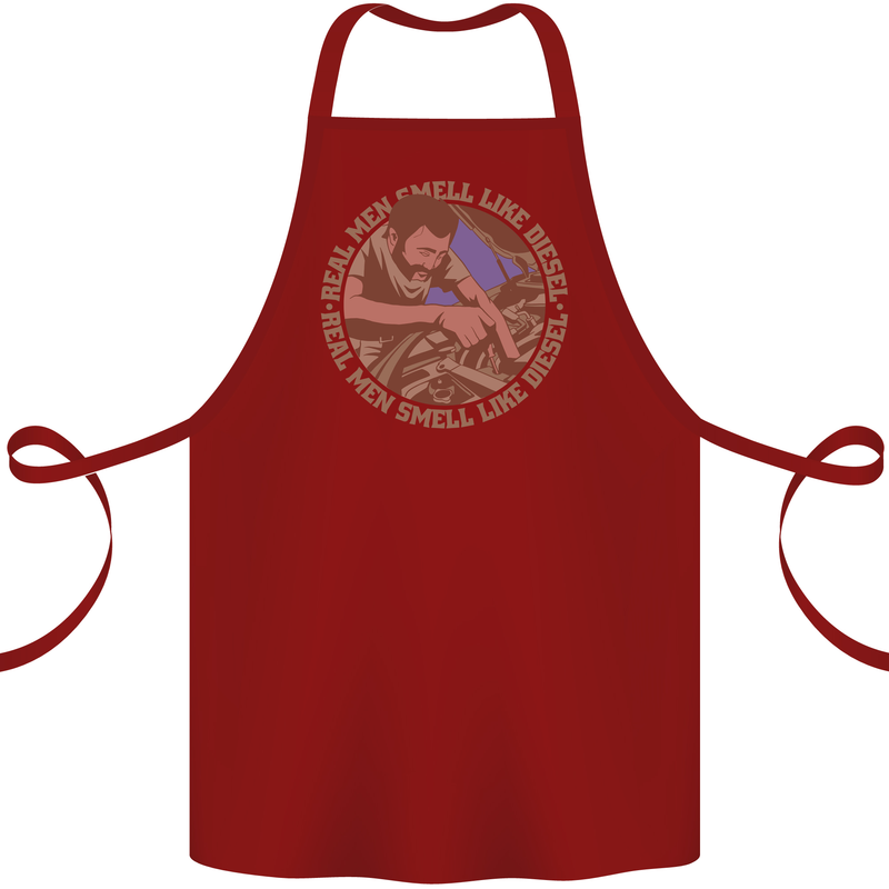 Mechanic Real Men Smell Like Diesel Cotton Apron 100% Organic Maroon