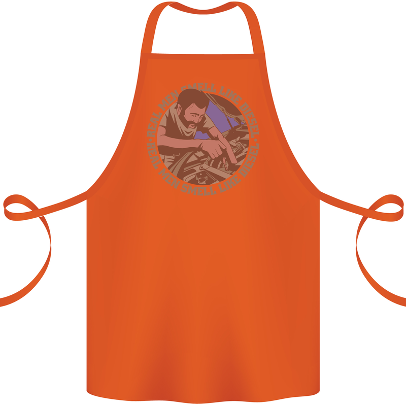 Mechanic Real Men Smell Like Diesel Cotton Apron 100% Organic Orange