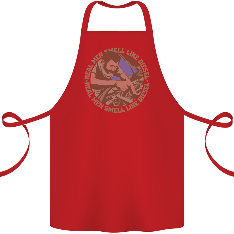 Mechanic Real Men Smell Like Diesel Cotton Apron 100% Organic Red