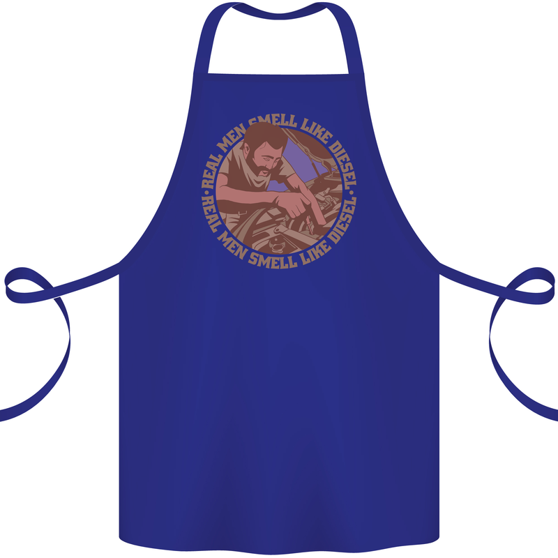 Mechanic Real Men Smell Like Diesel Cotton Apron 100% Organic Royal Blue