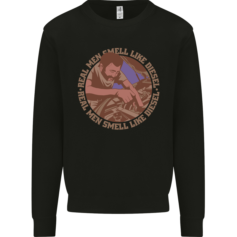 Mechanic Real Men Smell Like Diesel Kids Sweatshirt Jumper Black