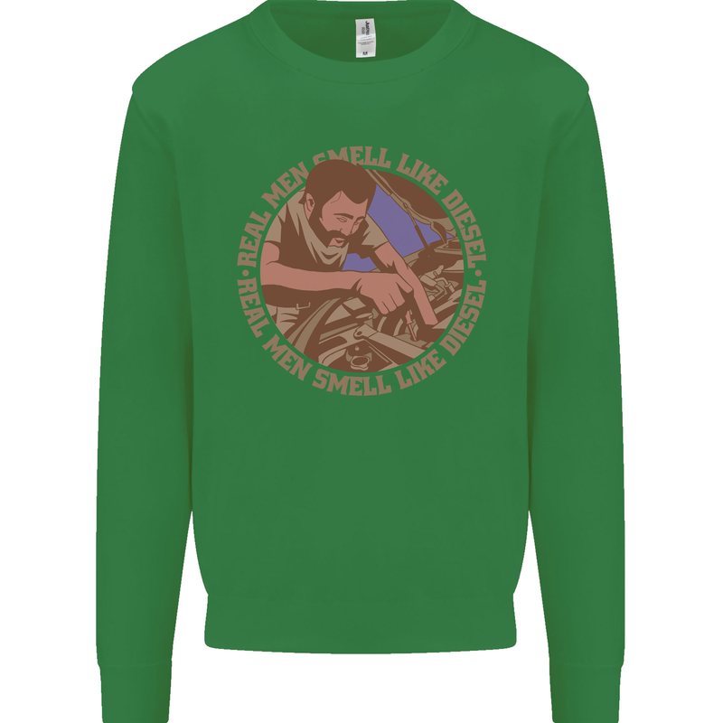 Mechanic Real Men Smell Like Diesel Kids Sweatshirt Jumper Irish Green