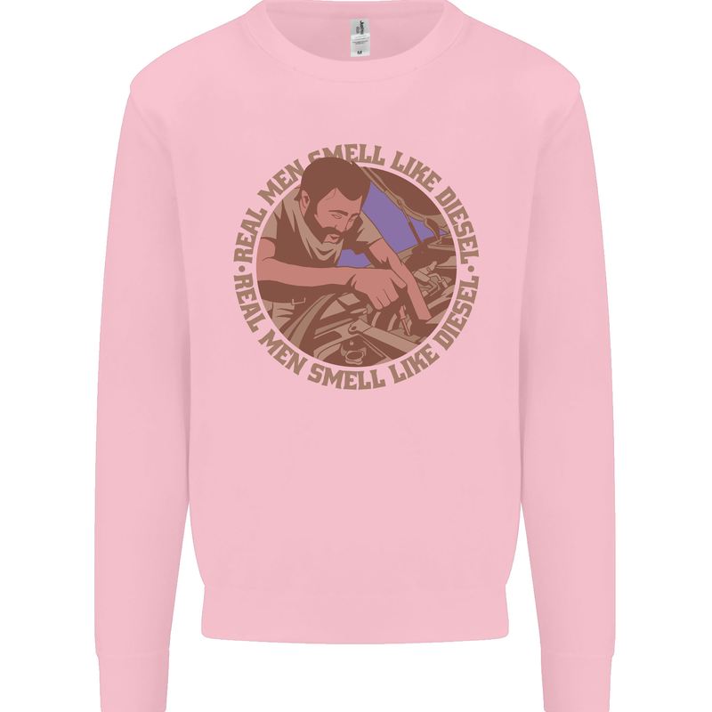 Mechanic Real Men Smell Like Diesel Kids Sweatshirt Jumper Light Pink