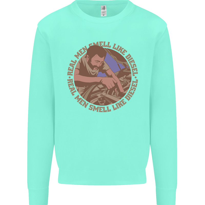 Mechanic Real Men Smell Like Diesel Kids Sweatshirt Jumper Peppermint