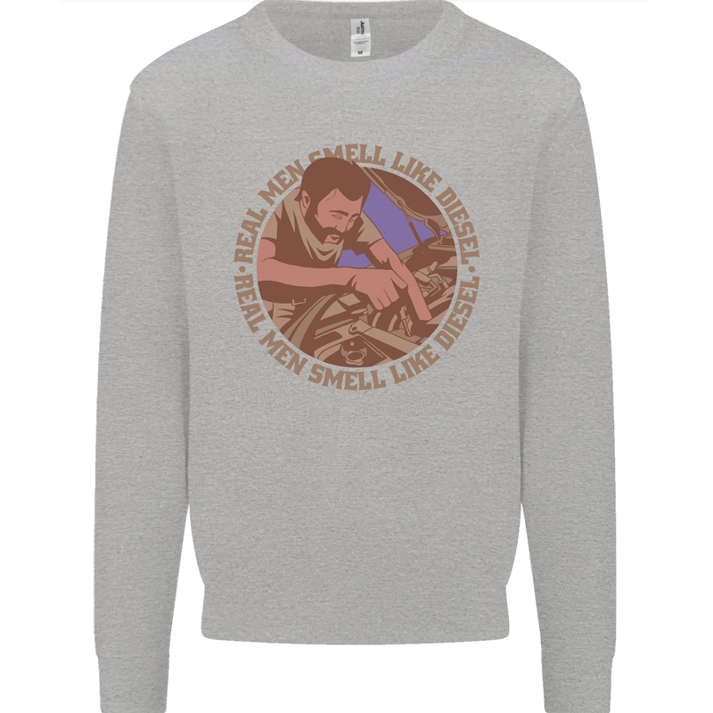 Mechanic Real Men Smell Like Diesel Kids Sweatshirt Jumper Sports Grey