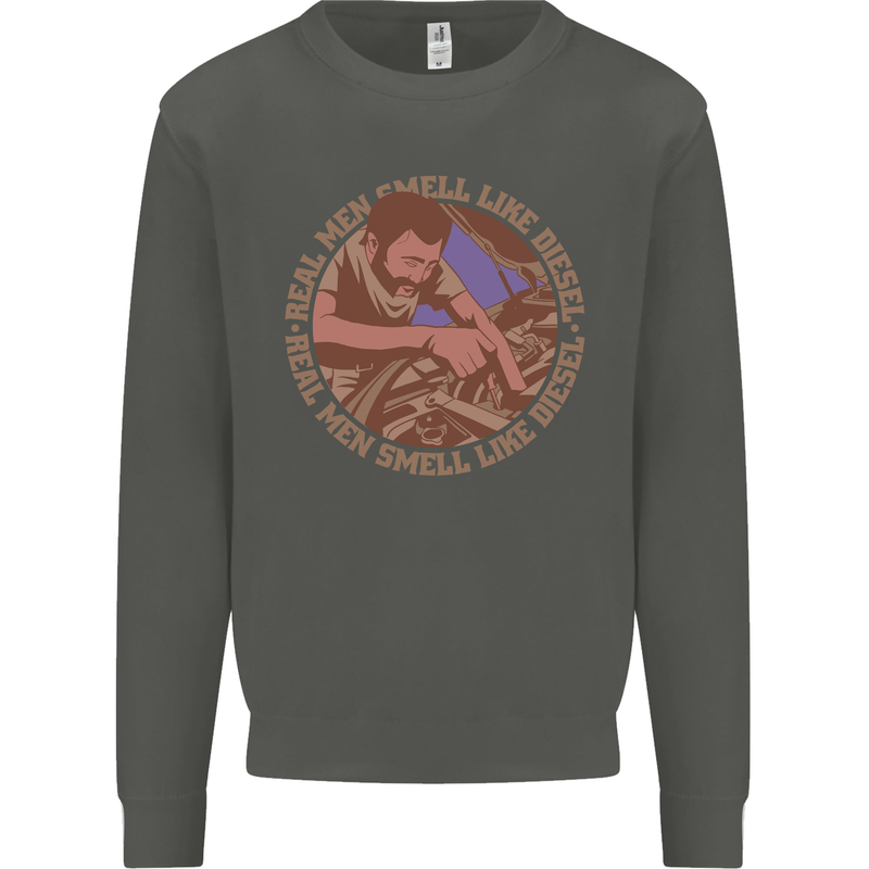 Mechanic Real Men Smell Like Diesel Kids Sweatshirt Jumper Storm Grey