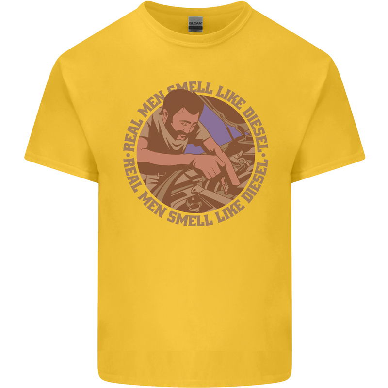 Mechanic Real Men Smell Like Diesel Kids T-Shirt Childrens Yellow