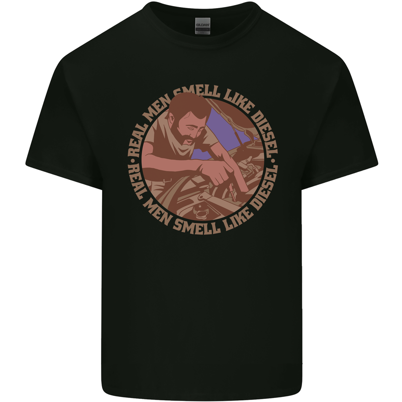 Mechanic Real Men Smell Like Diesel Mens Cotton T-Shirt Tee Top Black