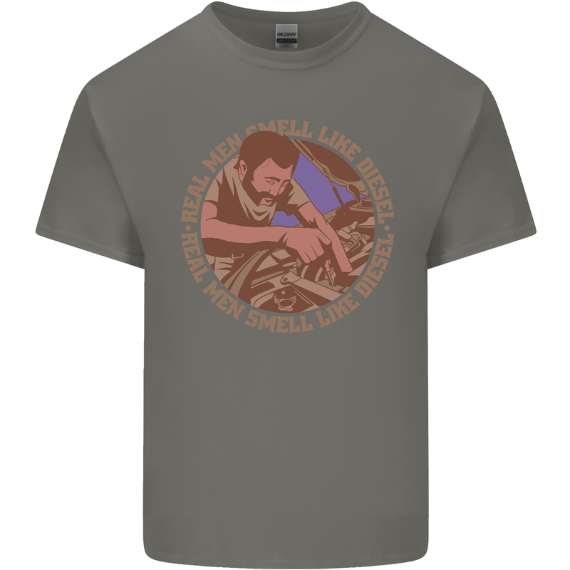 Mechanic Real Men Smell Like Diesel Mens Cotton T-Shirt Tee Top Charcoal