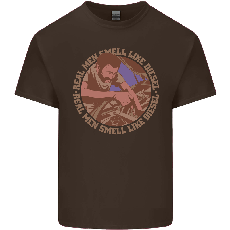 Mechanic Real Men Smell Like Diesel Mens Cotton T-Shirt Tee Top Dark Chocolate