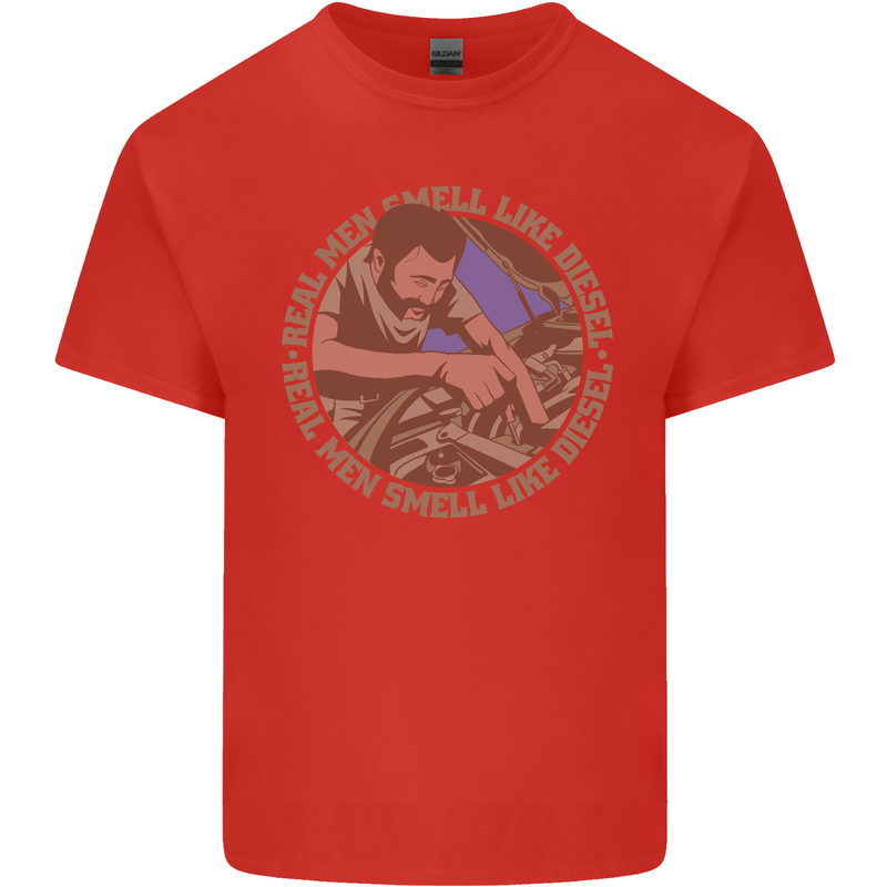 Mechanic Real Men Smell Like Diesel Mens Cotton T-Shirt Tee Top Red