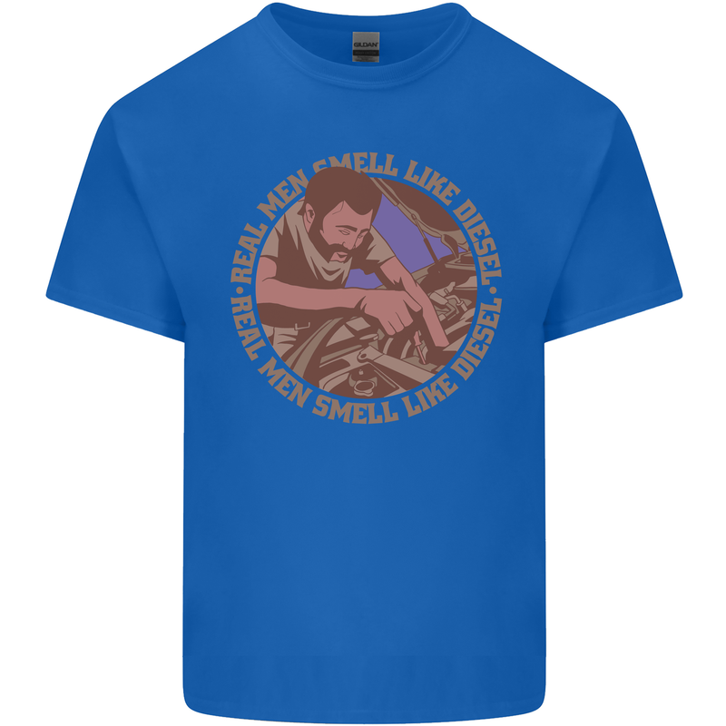 Mechanic Real Men Smell Like Diesel Mens Cotton T-Shirt Tee Top Royal Blue