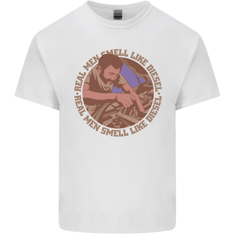 Mechanic Real Men Smell Like Diesel Mens Cotton T-Shirt Tee Top White