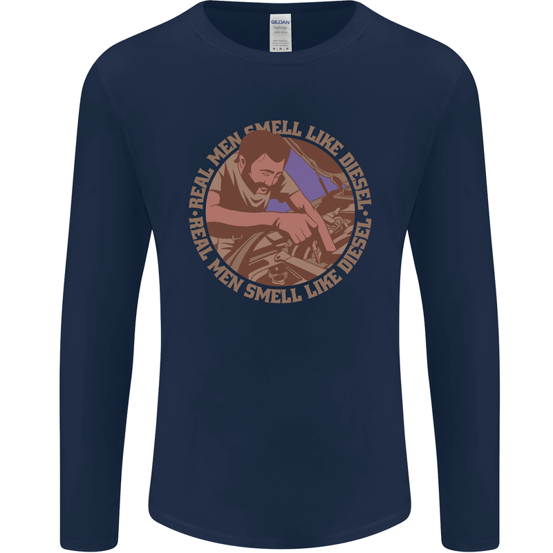 Mechanic Real Men Smell Like Diesel Mens Long Sleeve T-Shirt Navy Blue