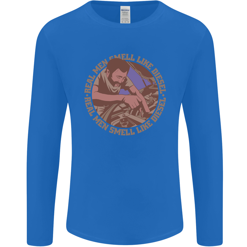 Mechanic Real Men Smell Like Diesel Mens Long Sleeve T-Shirt Royal Blue
