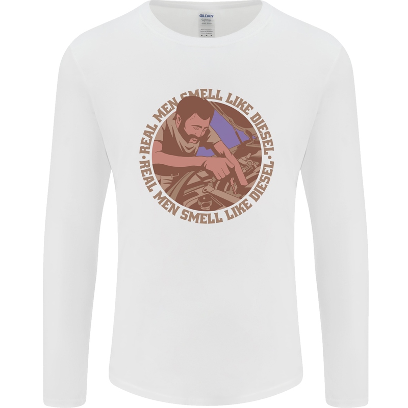 Mechanic Real Men Smell Like Diesel Mens Long Sleeve T-Shirt White
