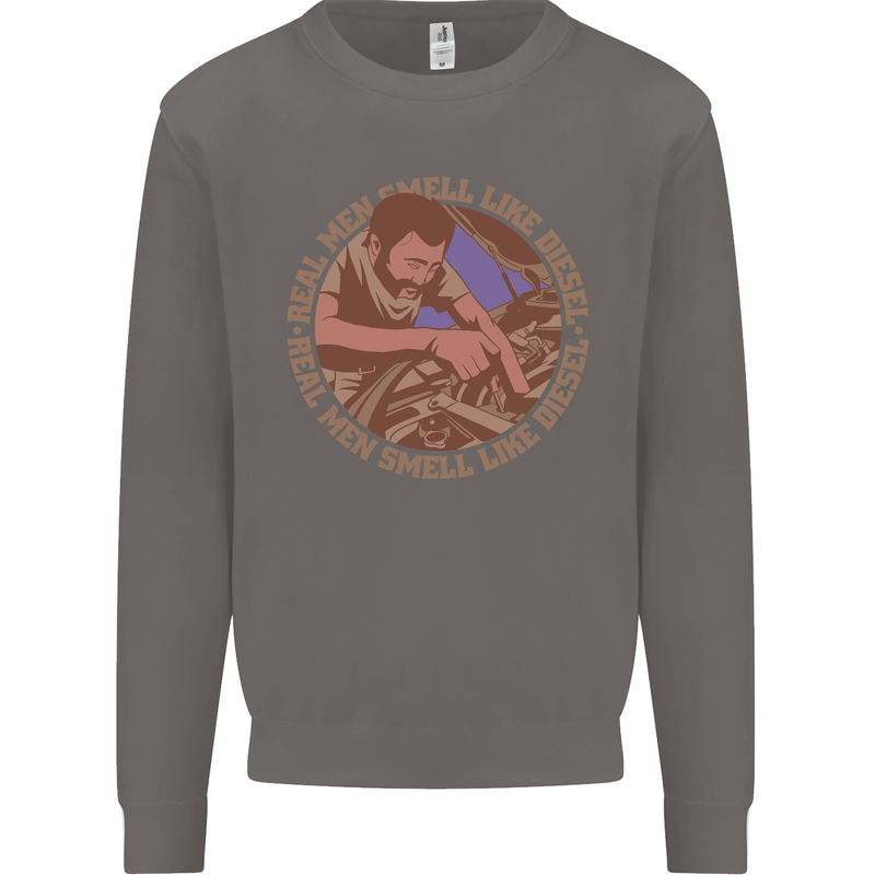 Mechanic Real Men Smell Like Diesel Mens Sweatshirt Jumper Charcoal