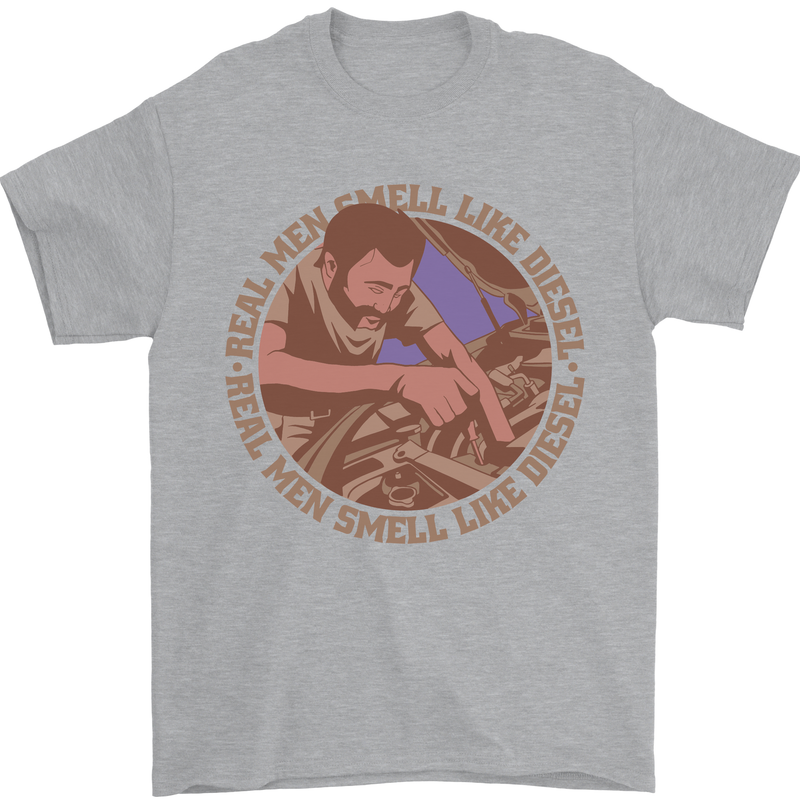 Mechanic Real Men Smell Like Diesel Mens T-Shirt 100% Cotton Sports Grey