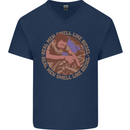 Mechanic Real Men Smell Like Diesel Mens V-Neck Cotton T-Shirt Navy Blue