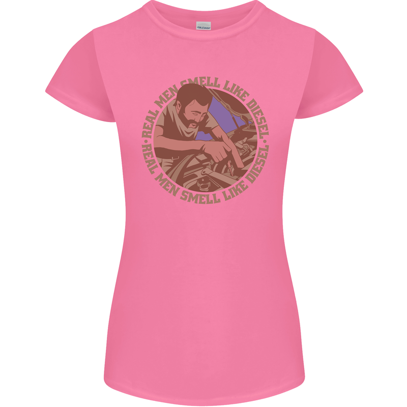 Mechanic Real Men Smell Like Diesel Womens Petite Cut T-Shirt Azalea
